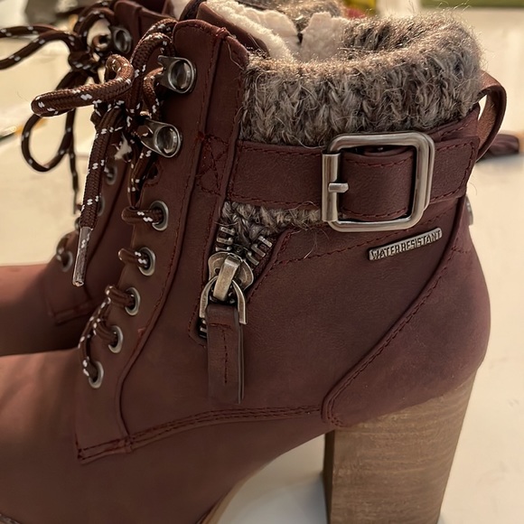 Chelsee combat Plum Boot with chunky heel - Picture 2 of 15